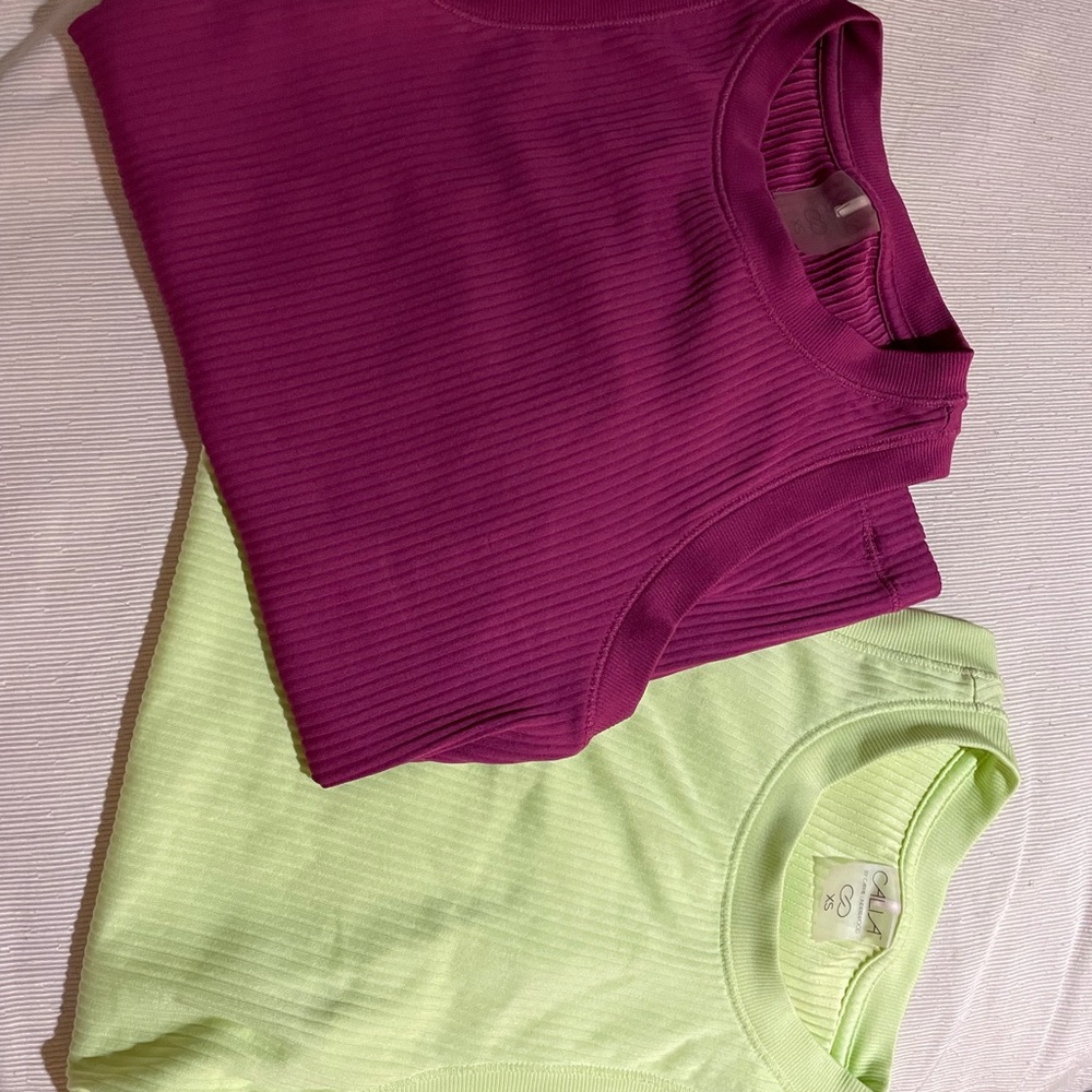 Ribbed Razor Back Tank Tops - Purple and Green